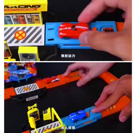 [MS]Mainan Mobil Set Rail Racing Dengan Per / Mainan Mobil Racing / Racing Car With Track And Catapult