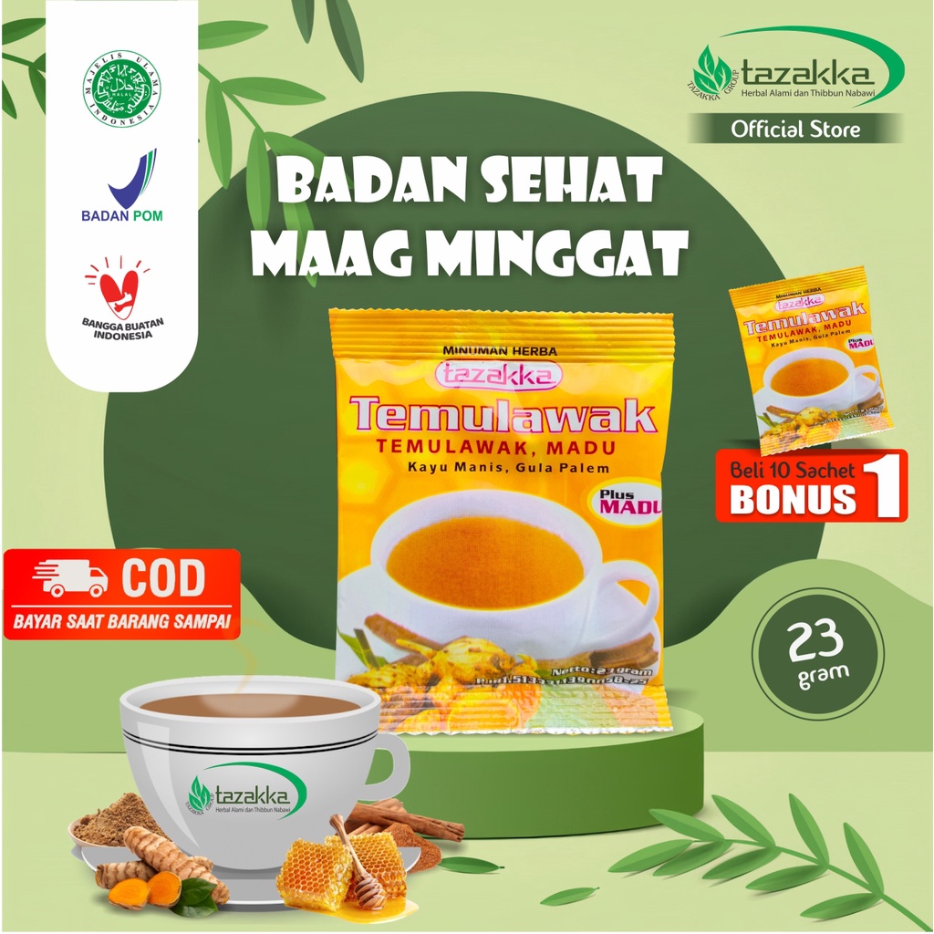 

Minuman Temulawak Sachet Instan Ori Plus Madu Herbal Tazakka Original Halal BPOM Isi 23 gram 6 in 1 Obat GERD Asam Lambung Kronis G Maag Penggemuk Badan Suplemen Kesehatan Tubuh Vitamin Anak Penambah Nafsu Makan Antiradang Pencernaan Liver TB