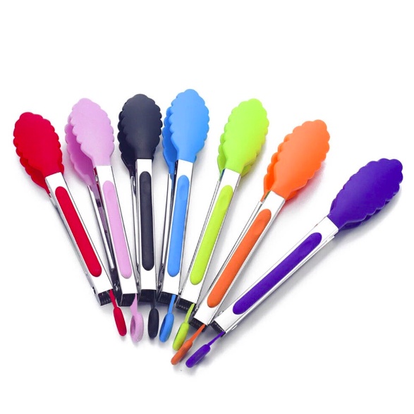 FAMILY TOYS - Capitan Gorengan silikon + stainless warna 25cm Penjepit Jepit Gorengan Makanan Capit 