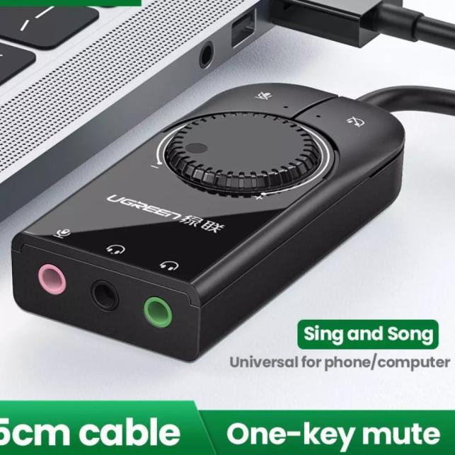 Ugreen Soundcard USB to Aux Audio Mic - Ugreen USB Sound Card External - KABEL 100CM