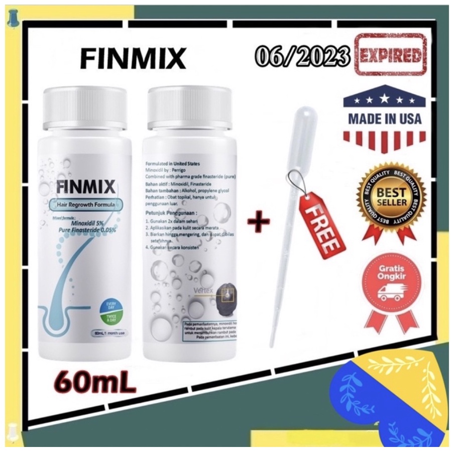 Flash Sale FINMIX Minoxidil 5% Finas 0.05% 60mL Penumbuh Rambut Original USA Terbukti Menumbuhkan Ja