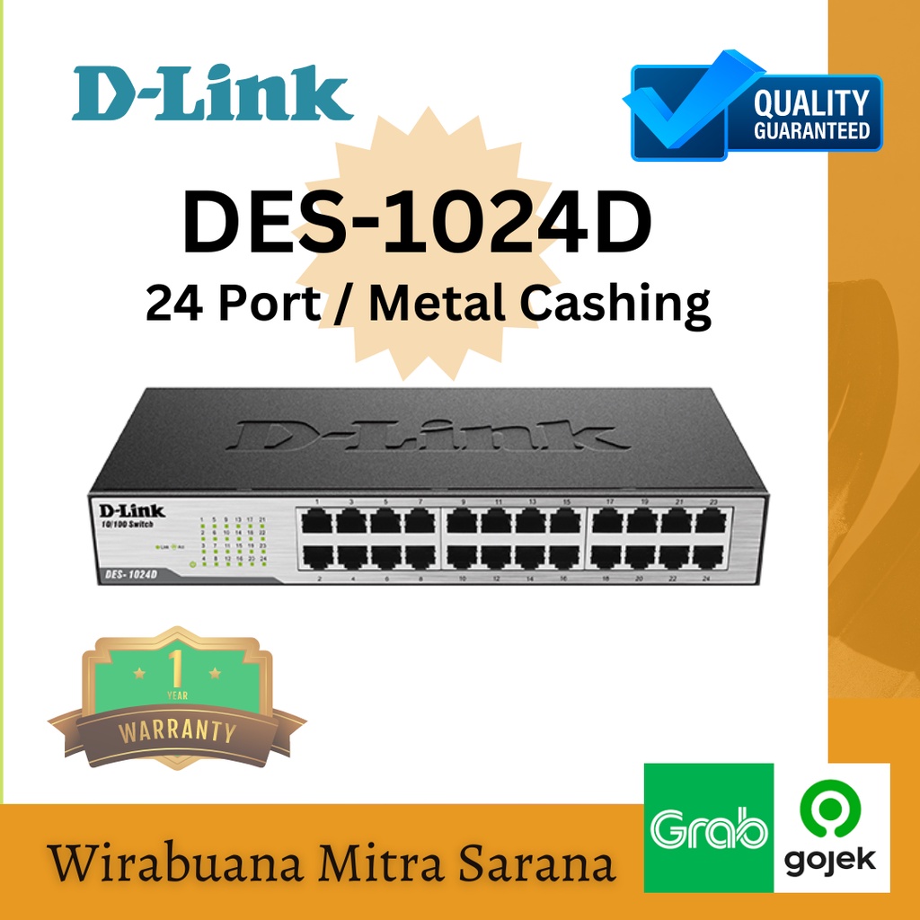 DLINK DES-1024D SWITCH HUB 24 Port  Unmanaged Desktop Switch Metal