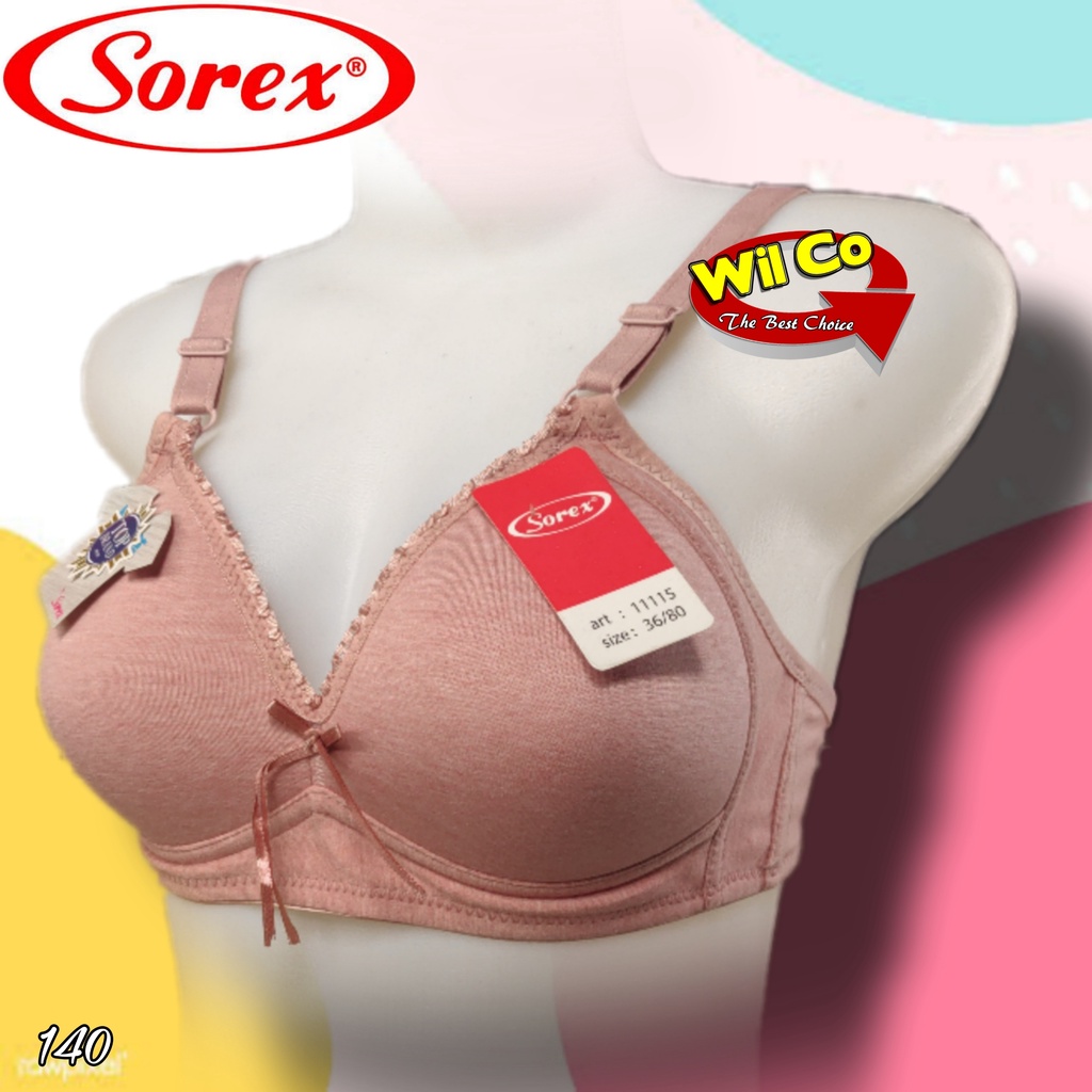 K140 - BRA/BH WANITA SOREX TANPA KAWAT BUSA TIPIS DUA PENGAIT SIZE 36 - 42 EXTRA COMFORT