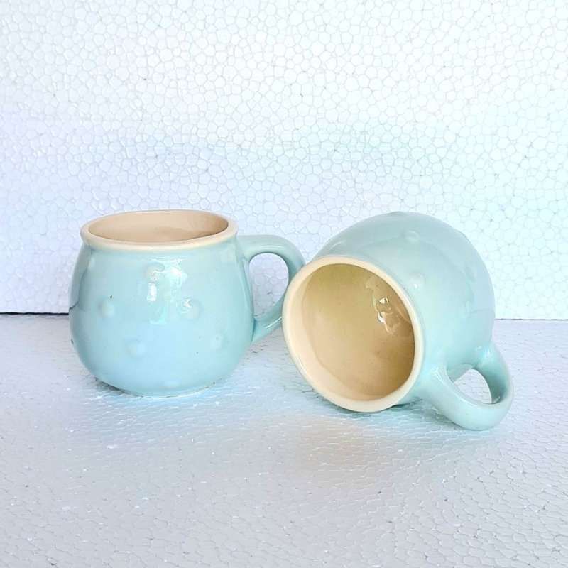 MUG SET WHITE LINE POLKADOT ISI 2PCS