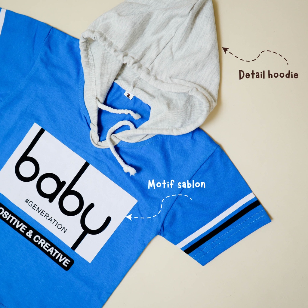 Nuna Store Setelan Baju Celana Anak Bayi Laki-laki Usia 6 bulan - 3 tahun IMK Motif Hoodie Baby Generation