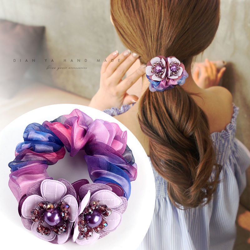 Caliloops Scrunchies Ikat Rambut Dewasa Bunga Besar Korea Naina