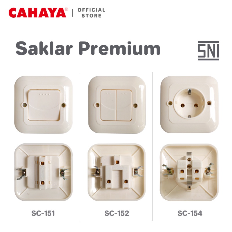 CAHAYA - Saklar IB Engkel/Seri/Stop Kontak Arde / Warna Cream SC-151/2/4
