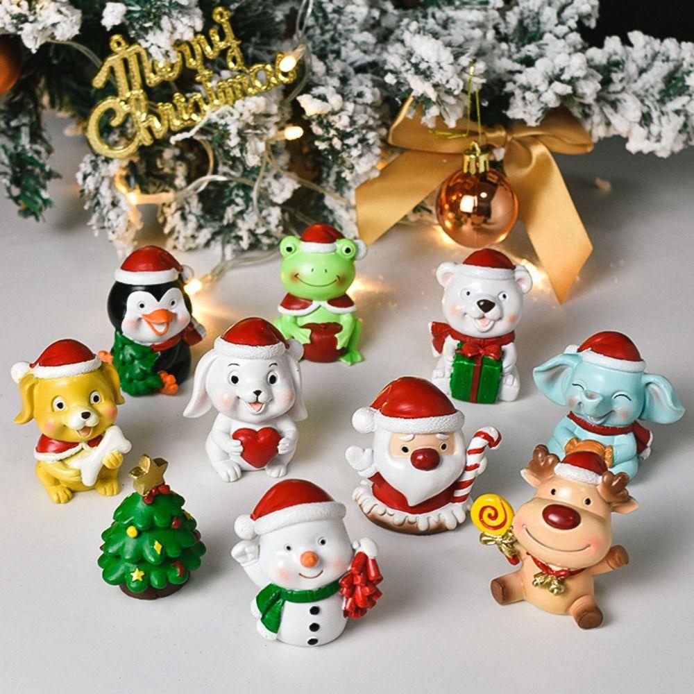 Patung Natal Agustina Lucu Lucu Bahan Resin Kerajinan Tangan DIY Seri Natal Patung Mini