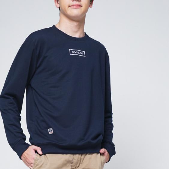 SEYES 1139 Sweater Cowok Baju Pria Babyterry Premium - M, Navy