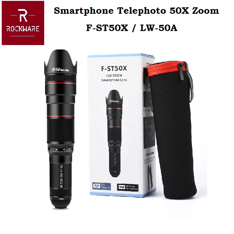 ROCKWARE F-ST50X 50X Zoom Smartphone Telephoto Lens HD Image Lensa HP