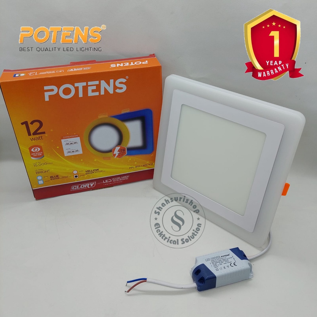 POTENS LAMPU PANEL LED 2 WARNA KOTAK 12 WATT + 4 WATT PPL-B12 SNI