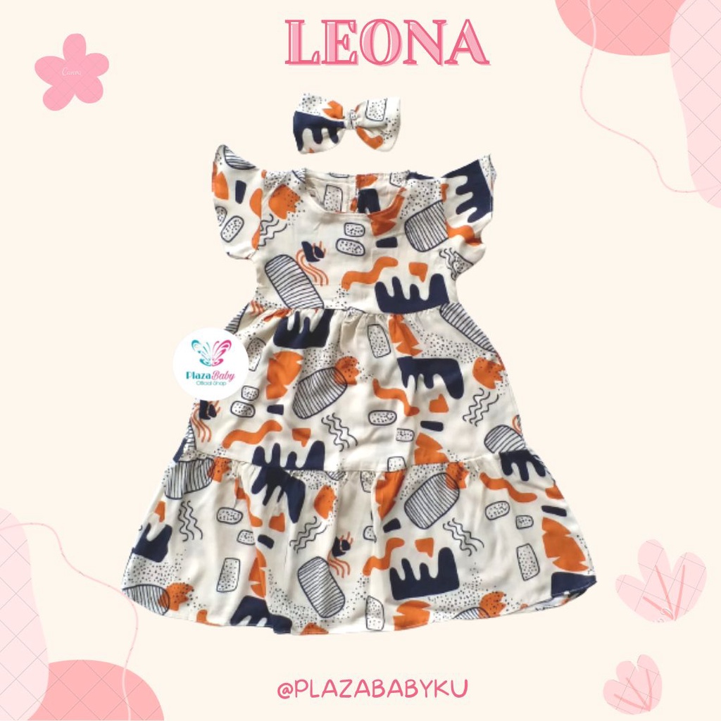 Plazababyku BBB DRESS LEONA dress anak perempuan bayi motif bunga lucu free headband