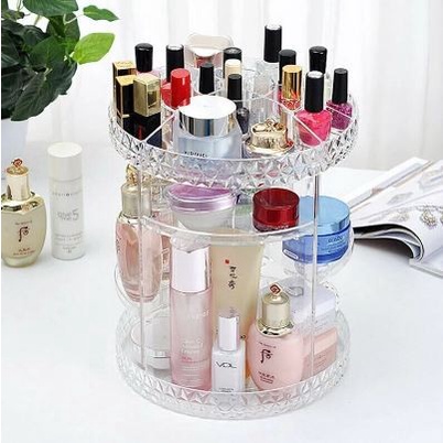 NP- Rak Make Up Kosmetik Akrilik Organizer Putar 360 - Rak Kosmetik Bulat