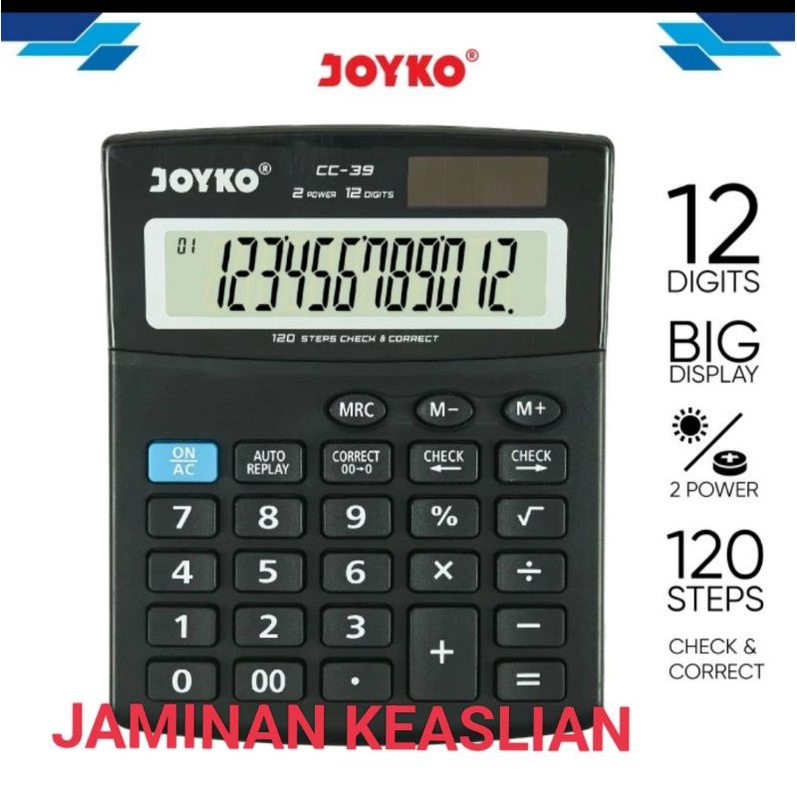 

Calculator Kalkulator Joyko CC-39 12 Digits Check Correct