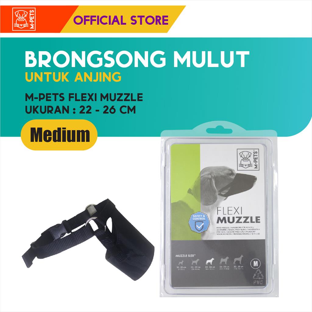 M-Pets Flexi Muzzle Size Medium / Brongsong Mulut Anjing