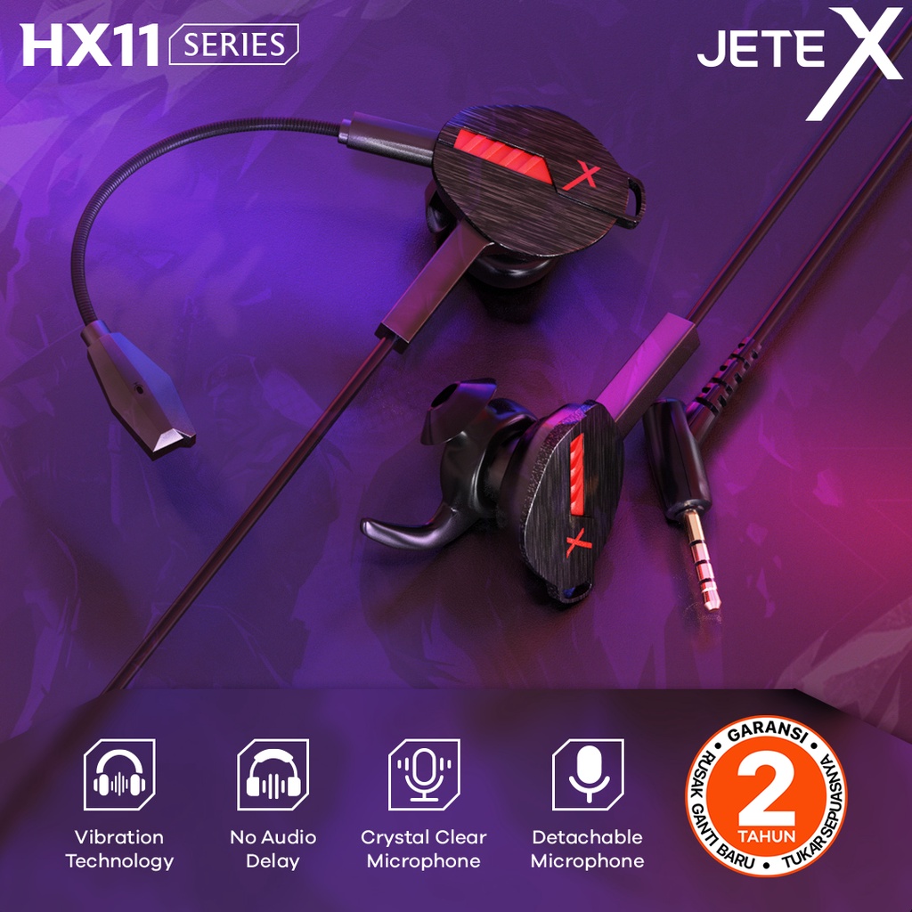 Headset Gaming JETEX HX11 Premium Earphone Gaming Mic with Vibration  - Garansi 2 Tahun