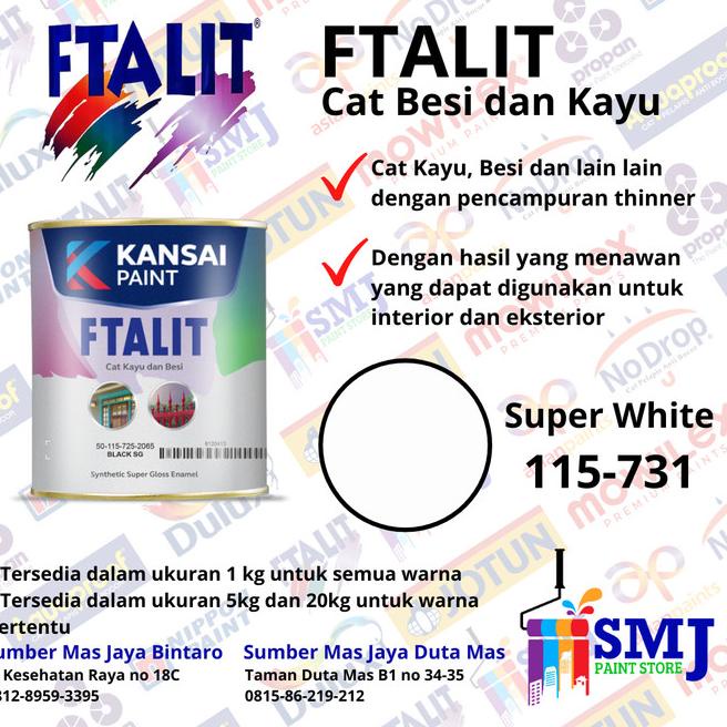 Cat Besi / Kayu Minyak FTALIT Putih Kilap / Super White 731 - 1 kg