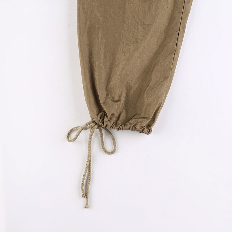 Red IAMHOTTY retro street shooting musim semi dan musim panas bagian tipis longgar kasual celana wanita vintage nyaman hot girl beam celana