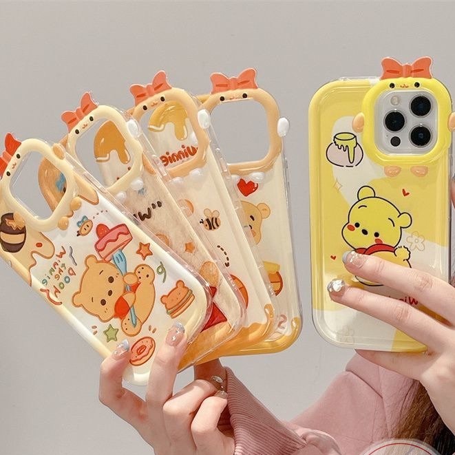 Soft Case Motif Kartun Winnie the Pooh 3D Untuk iPhone 11 13 12 14 Pro MAX 7 8 6 6S 14 Plus XR X XS MAX SE 7plus