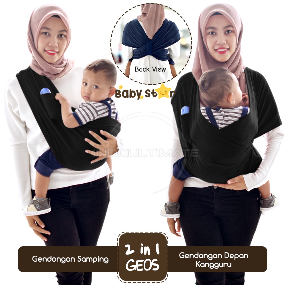 BABY STAR / BRIGHT STAR Gendongan 2in1 Baby Bayi Depan Kaos Polos 2 in 1 Gendongan Bayi GEOS BY-76