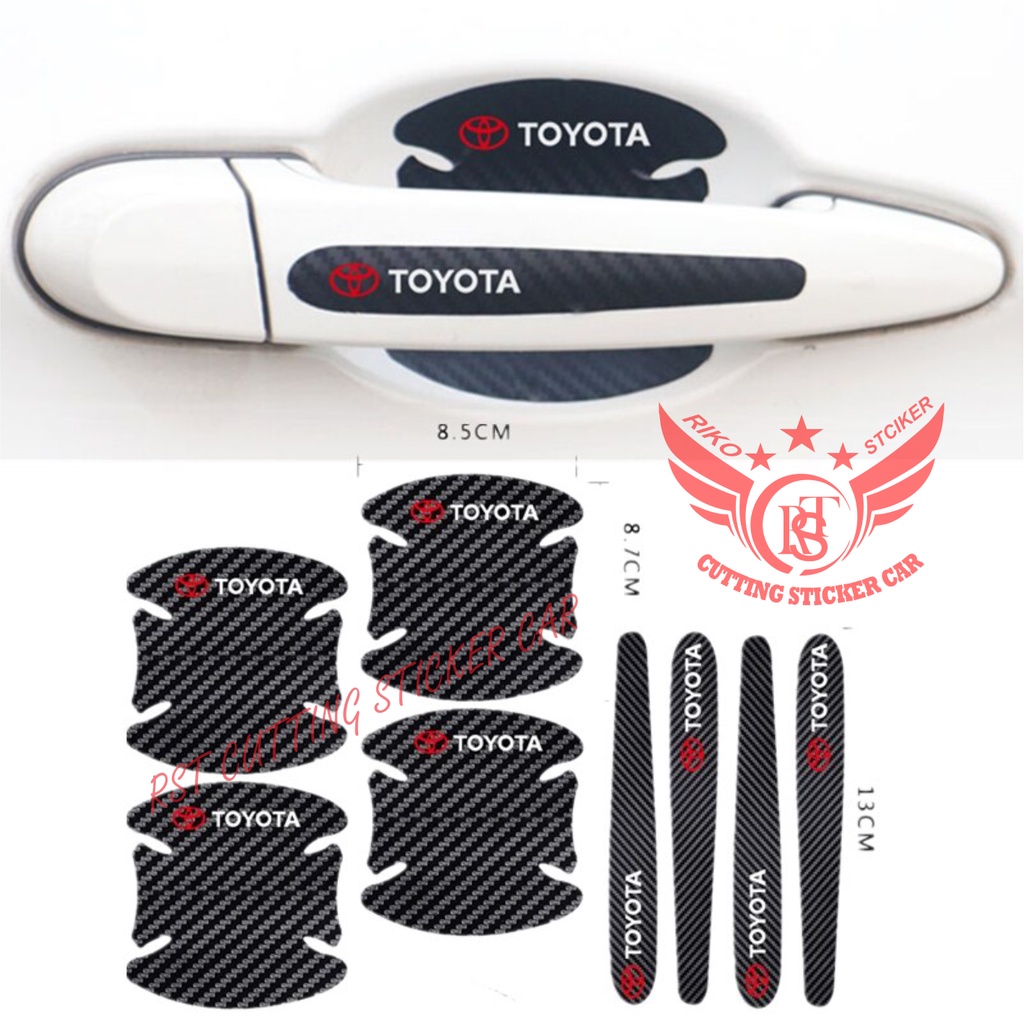 8pcs Stiker Pelindung Gagang Pintu Mobil Anti Gores Bahan karbon 3d Untuk mobil toyota fortuner sien