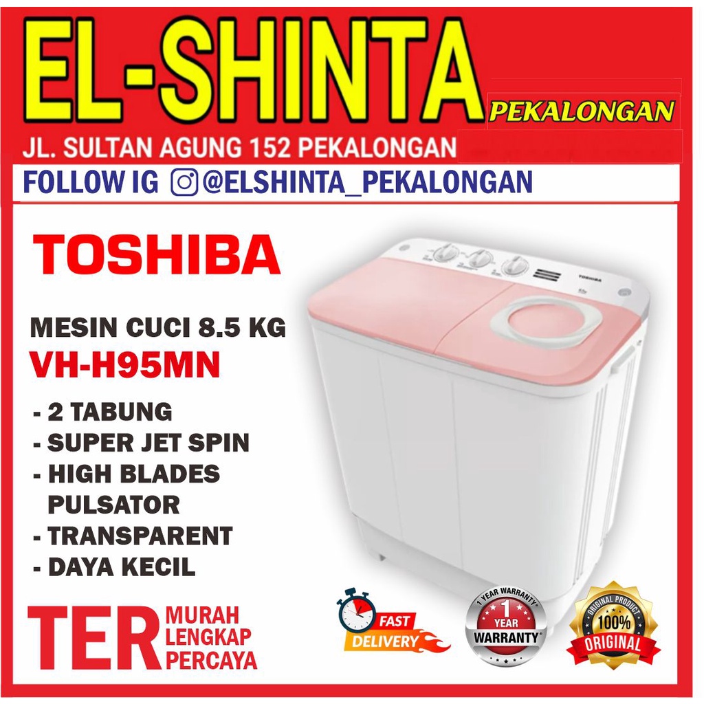 Toshiba Mesin Cuci 2TABUNG 9KG 8KG 7KG