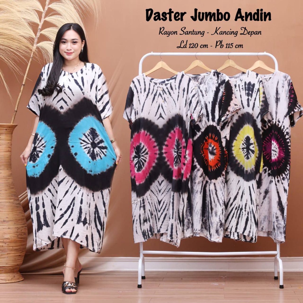 Daster Jumbo Base Kancing LD 120 Bahan Rayon Lengan Pendek Busui Bumil Kekinian