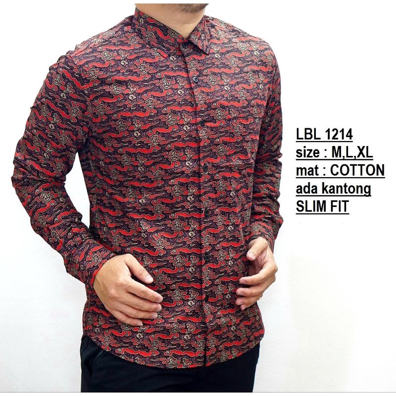 LBL 823 SPECIAL CHINESE NEW YEAR IMLEK LUIGI BATIK PRIA SLIMFIT LENGAN PANJANG