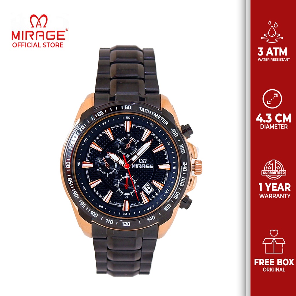 Original Mirage watch Official Store Original Jam Tangan Pria Mirage Hitam Rosegold Tahan Air