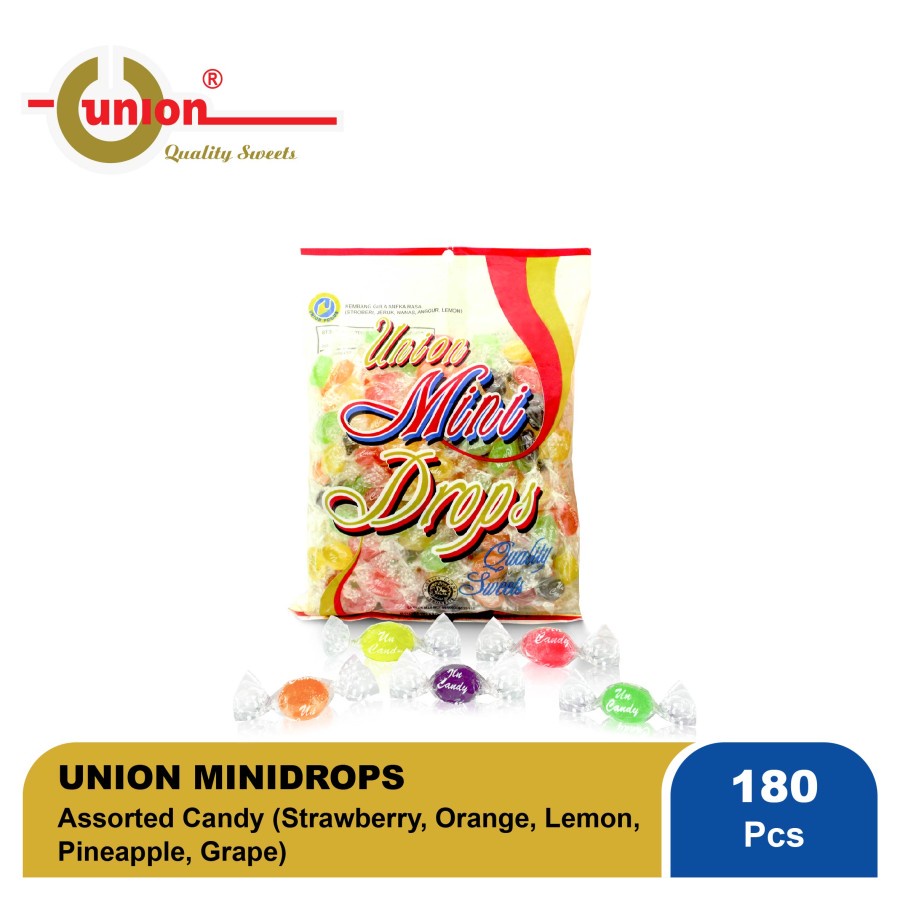 

Permen Union Minidrops 324 gr (Stroberi, Jeruk, Lemon, Anggur, Nanas)