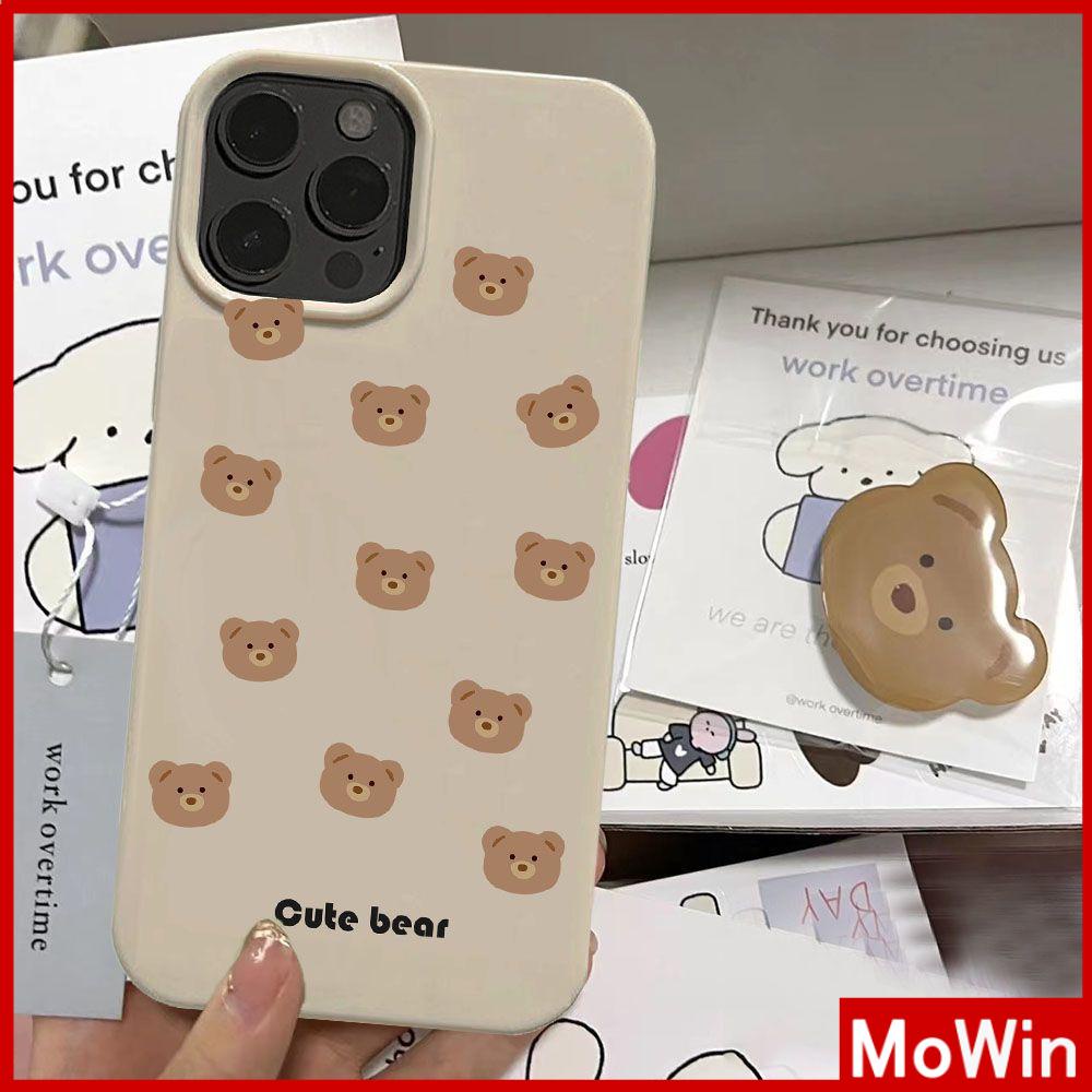 For iPhone 14 Pro Max iPhone Case Khaki Gray TPU Soft Case Shockproof Protection Camera Cute Bear Cartoon Compatible For iPhone 13 Pro max 12 Pro Max 11 Pro max xr xs max 7Plus 7 8