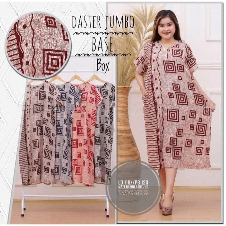 Daster Jumbo Base Kancing LD 120 Bahan Rayon Lengan Pendek Busui Bumil Kekinian