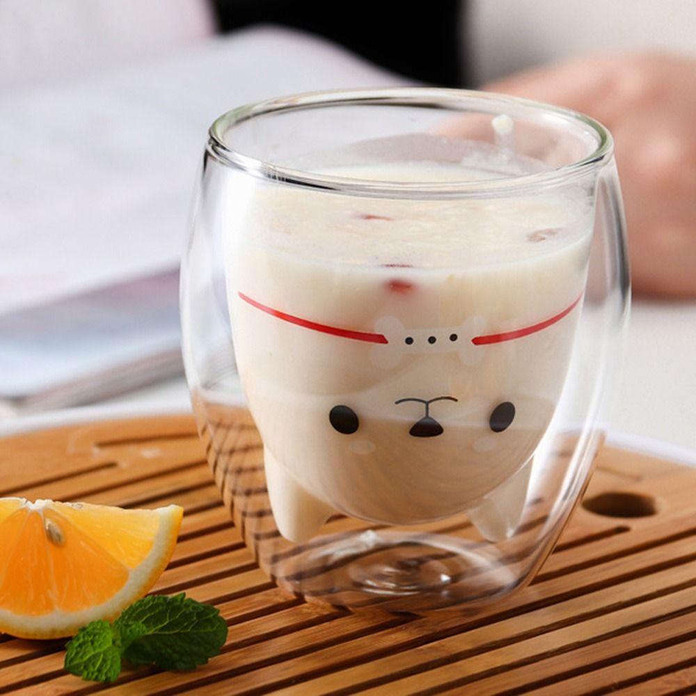 Top Animal Double-layer Glass Mug 250ml Cangkir Air Beruang Kucing