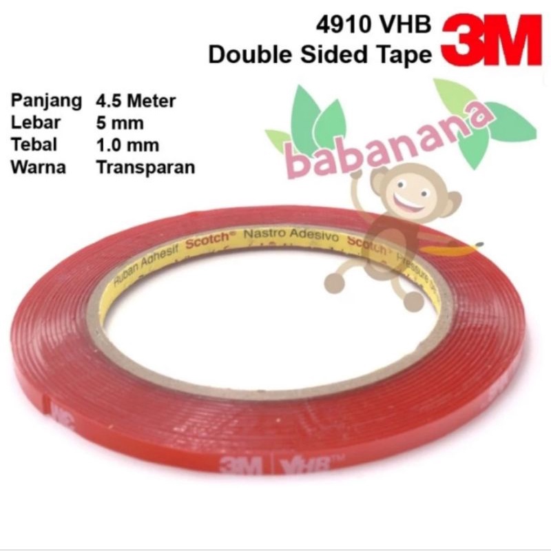 Double Tape 3M 4910 VHB Transparan double sided 4.5M x 5mm x 1.0mm