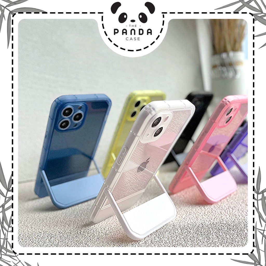 [TPC] Holder Case IPHONE Stand Case Silicone Case Protection Camera Shookproof Transparant FULL COVER IPHONE 7 8 PLUS X XS MAX XR 11 12 13 14 PRO MAX HP IP055