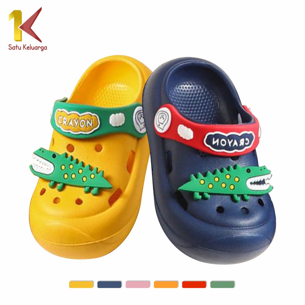 Satu Keluarga Sandal Sepatu Anak Dengan Tali Belakang Bahan EVA S39 Sendal Peach Waterpoof Motif Din