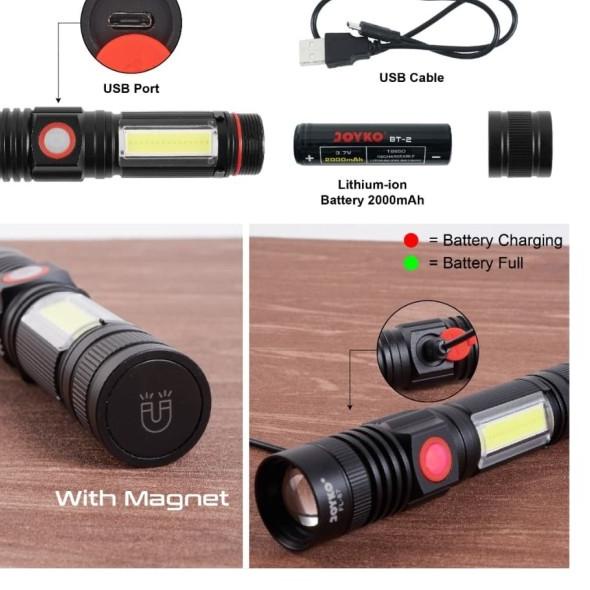 Senter LED Magnet JOYKO FL87/Flashlight LED FL-87/Rechargeable LED