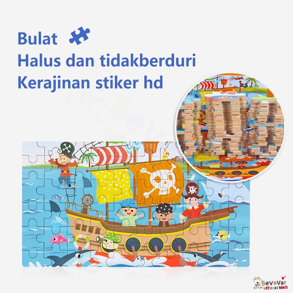 BEVAVAR Jigsaw Puzzle Kayu 60 Pcs Puzzle Kayu Kotak Besi/Puzzle Kaleng 60Pcs