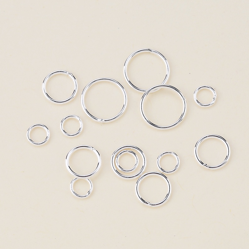 20pcs / Pak Cincin Jump Ring Bahan Sterling Silver 925 Ukuran 4-8mm Untuk Membuat Gantungan Kunci / Gelang