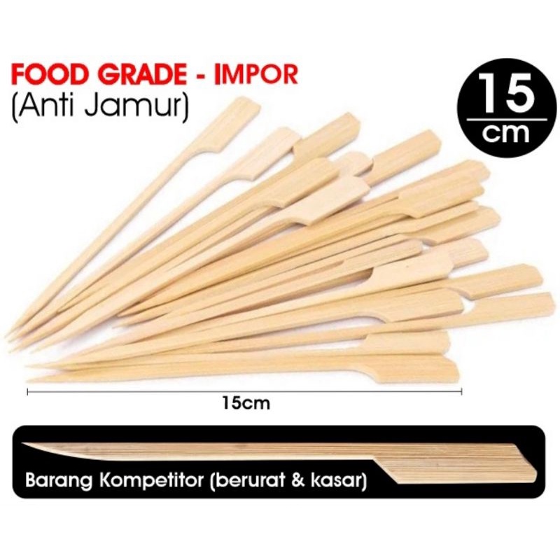 Tusuk sate jepang tusuk sate dayung skewer tusuk bendera 15cm teppo yakitori (T)