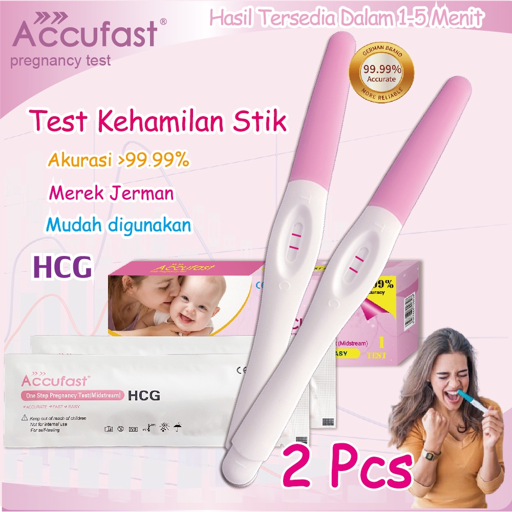 ACCUFAST Test Pack Kehamilan 2Pcs Alat Tes Kehamilan Satu Langkah 99,99% Akurasi