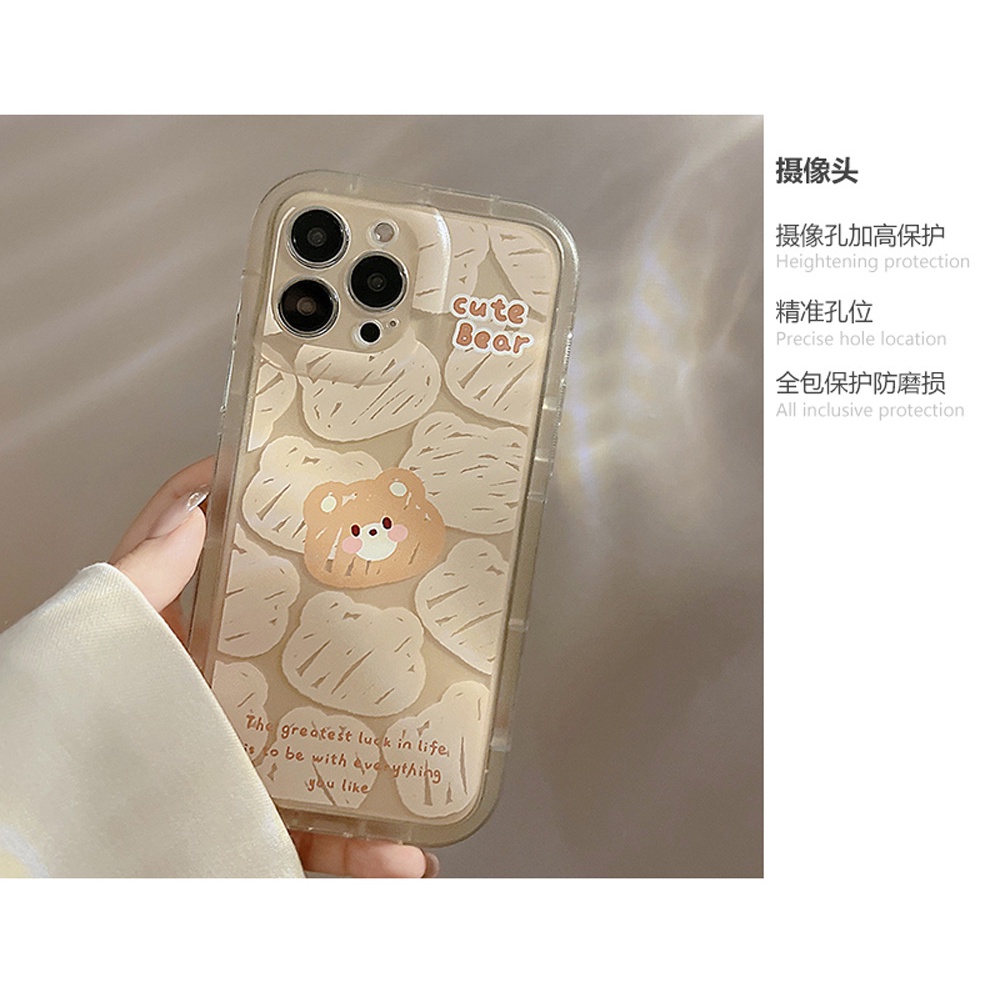 Ins Soft Case Silikon Transparan Motif Kartun Beruang Lucu Untuk Iphone 14 11 12 13 PRO MAX