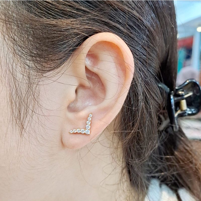 Anting Model Aurel Permata Putih (Anting Emas Model Terbaru Kadar 375 / 8K)