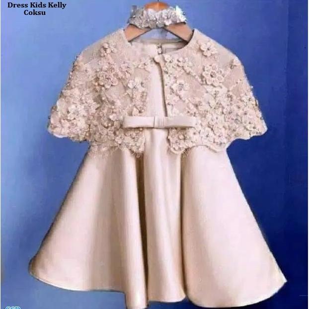 Big Sale Jf- Gaun Pesta Anak Model Dress Cape Brukat Free Bando Baju Pesta Ulang Tahun Anak  / Dress
