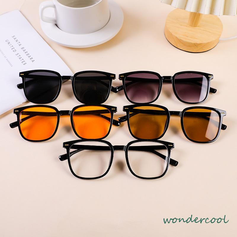 Kacamata Hitam Anti Radiasi Kacamata Korea Fashion Retro Bingkai Hitam Sunglasses Untuk Wanita/Pria-Won