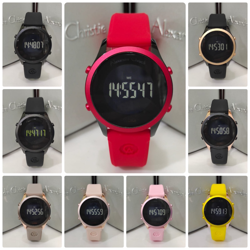 Jam Wanita Digital Alexandre Christie AC9363 AC 9363 Rubber Original Garansi Resmi Alexander Christi