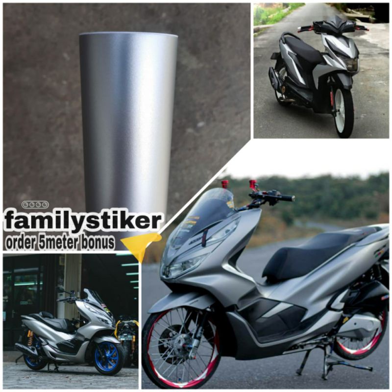 Skotlet sticker silver doff sekotlet motor warna silver sticker skotlite silver crom doff