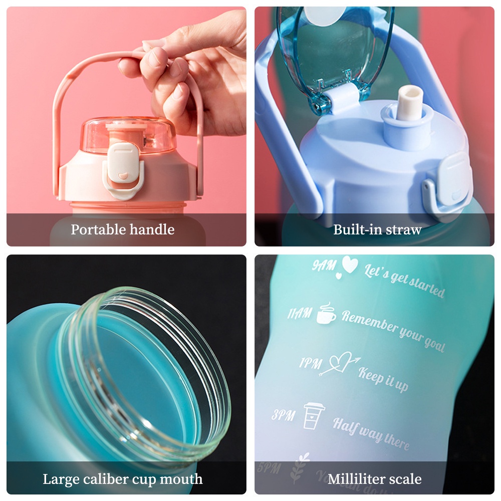 【Gratis tali panjang&amp;2D&amp;3D stiker】botol air minum viral gradasi pelangi / botol kekinian rainbow 1.5 liter