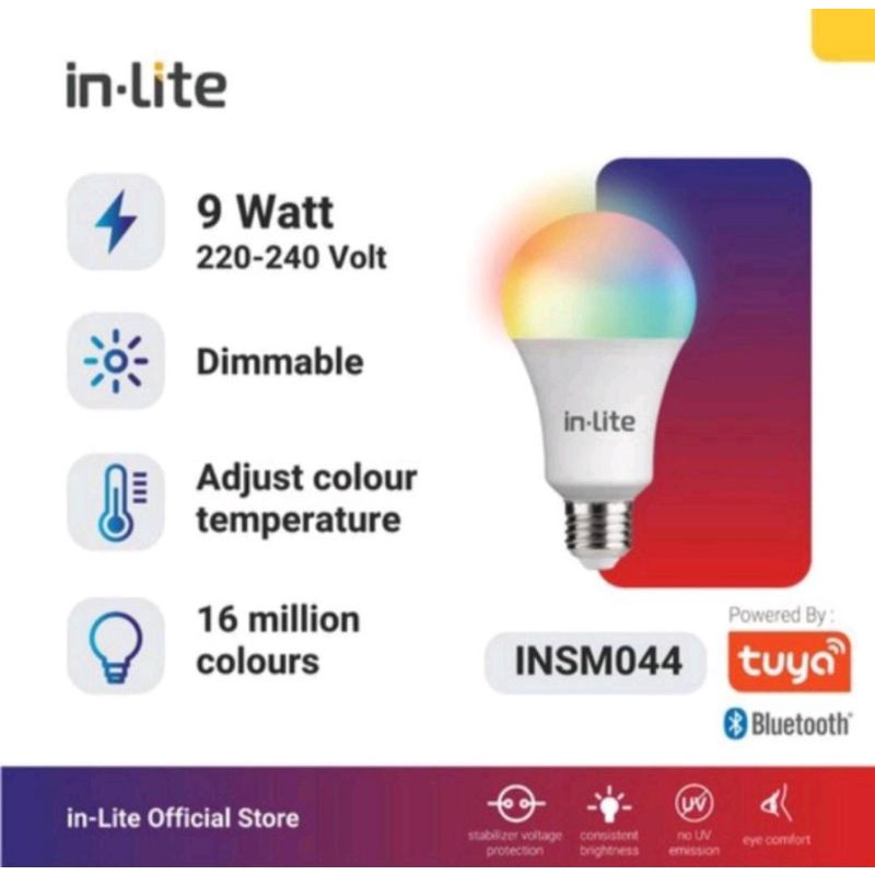 IN-LITE LAMPU SMART BLUETOOTH 9 WATT LED BULB RGB INSM044 NO WIFI