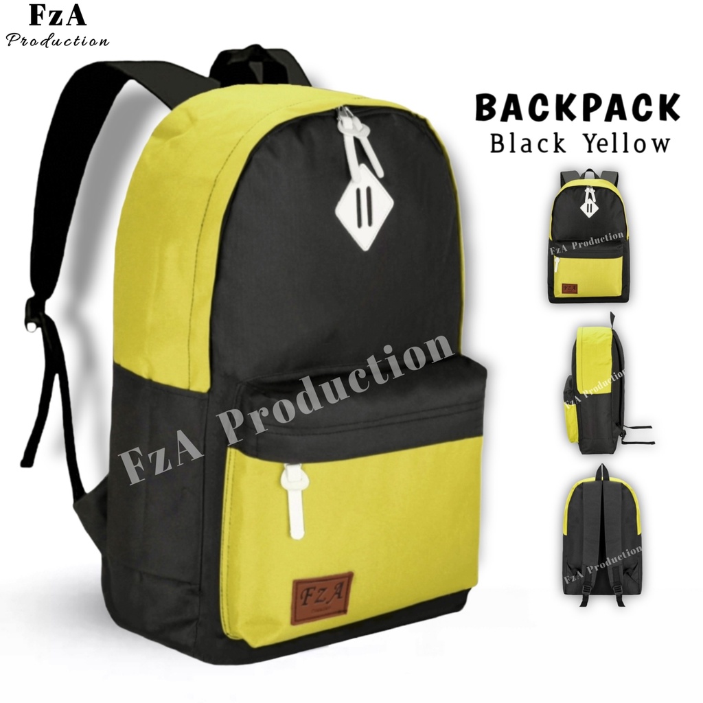 FzA Official - Tas Ransel Distro Original Casual pria Wanita / Tas Ransel Laptop / Backpack Sekolah Kuliah Distro Original Tas Punggung Laptop - Black yellow